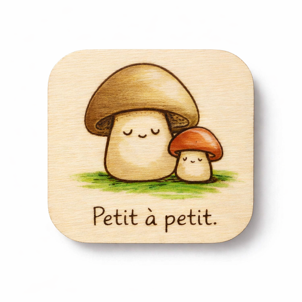 Magnets en bois Champignons Bienveillants