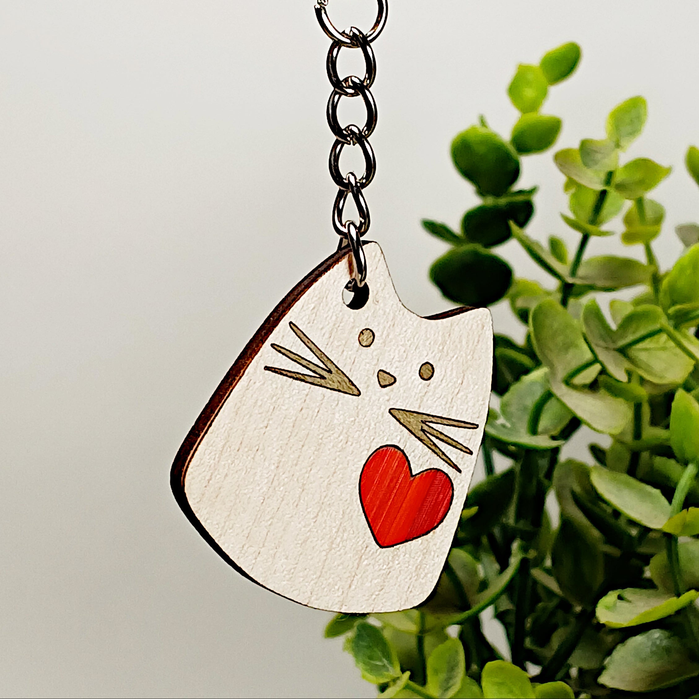 Porte-clé Chat personnalisé en bois