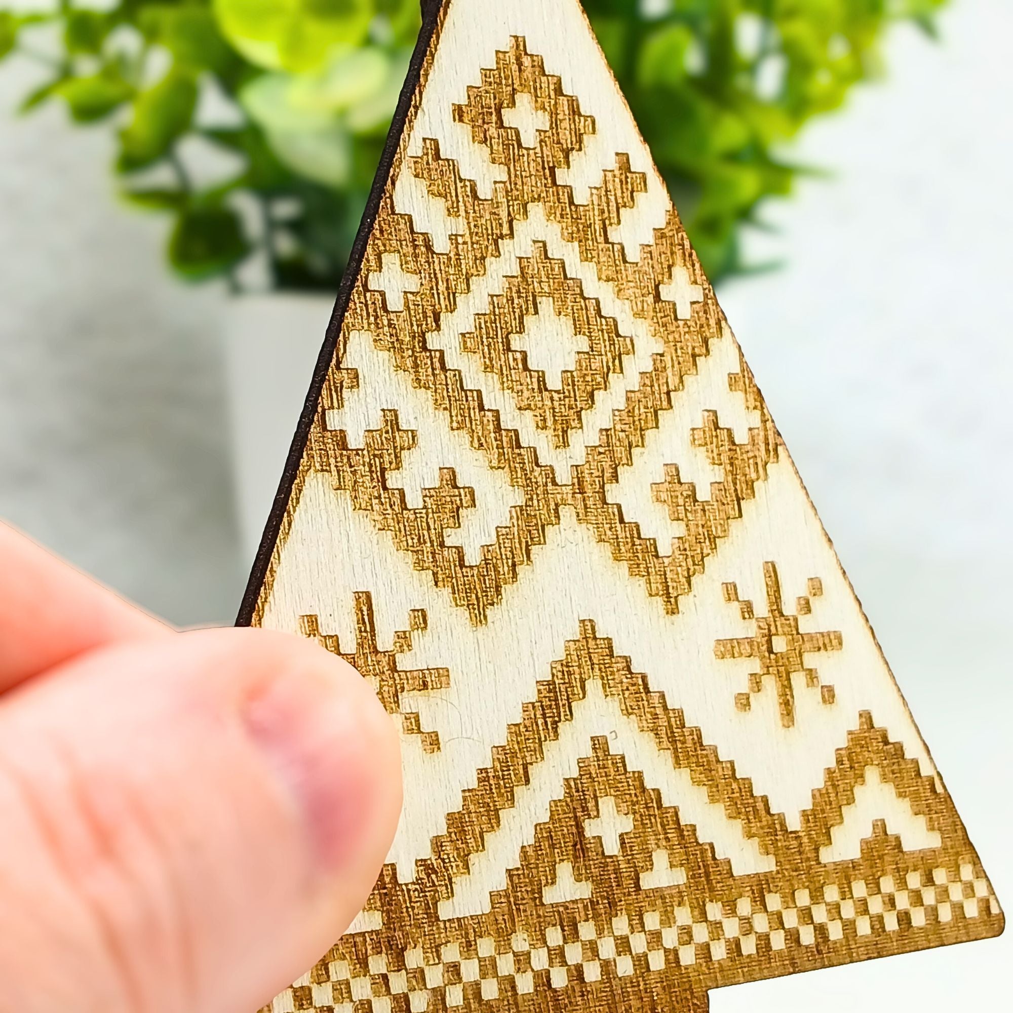 Décoration Noël Effet Tricot en Bois