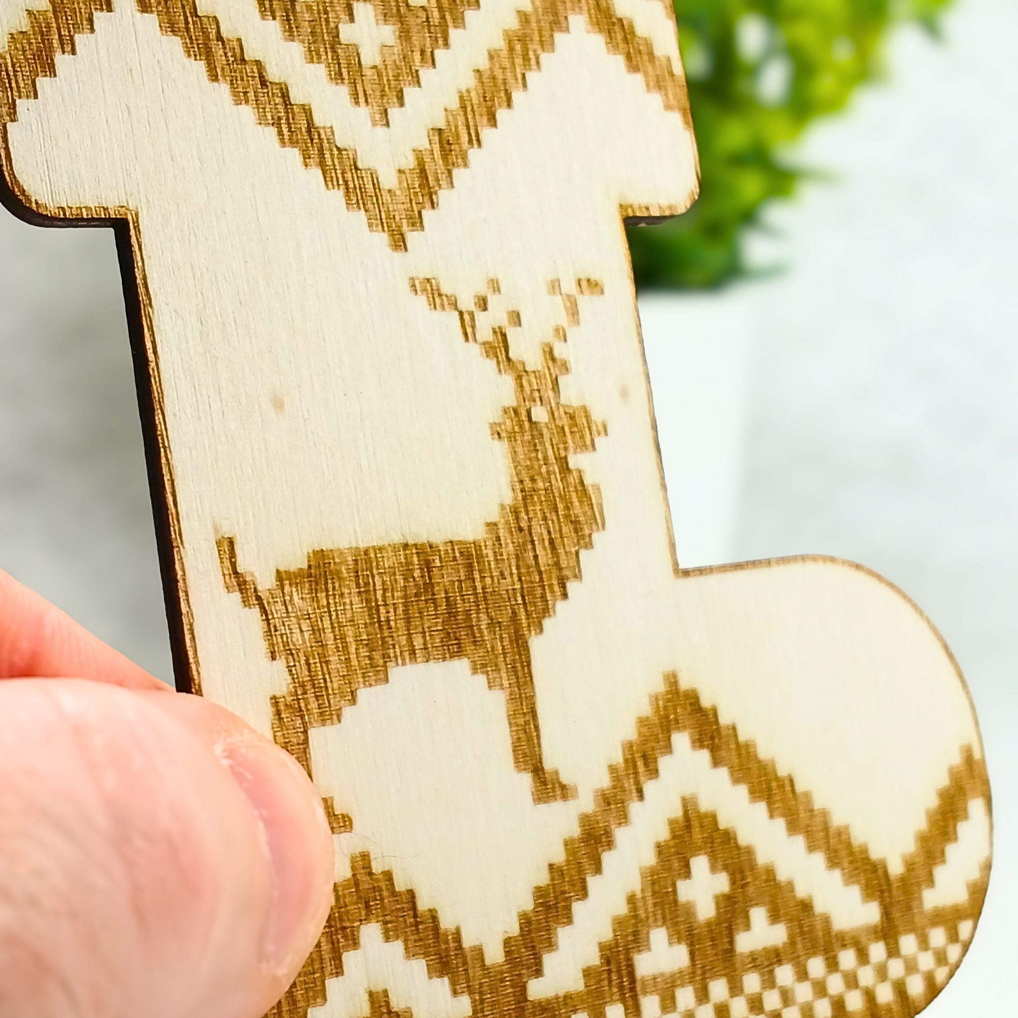 Décoration Noël Effet Tricot en Bois