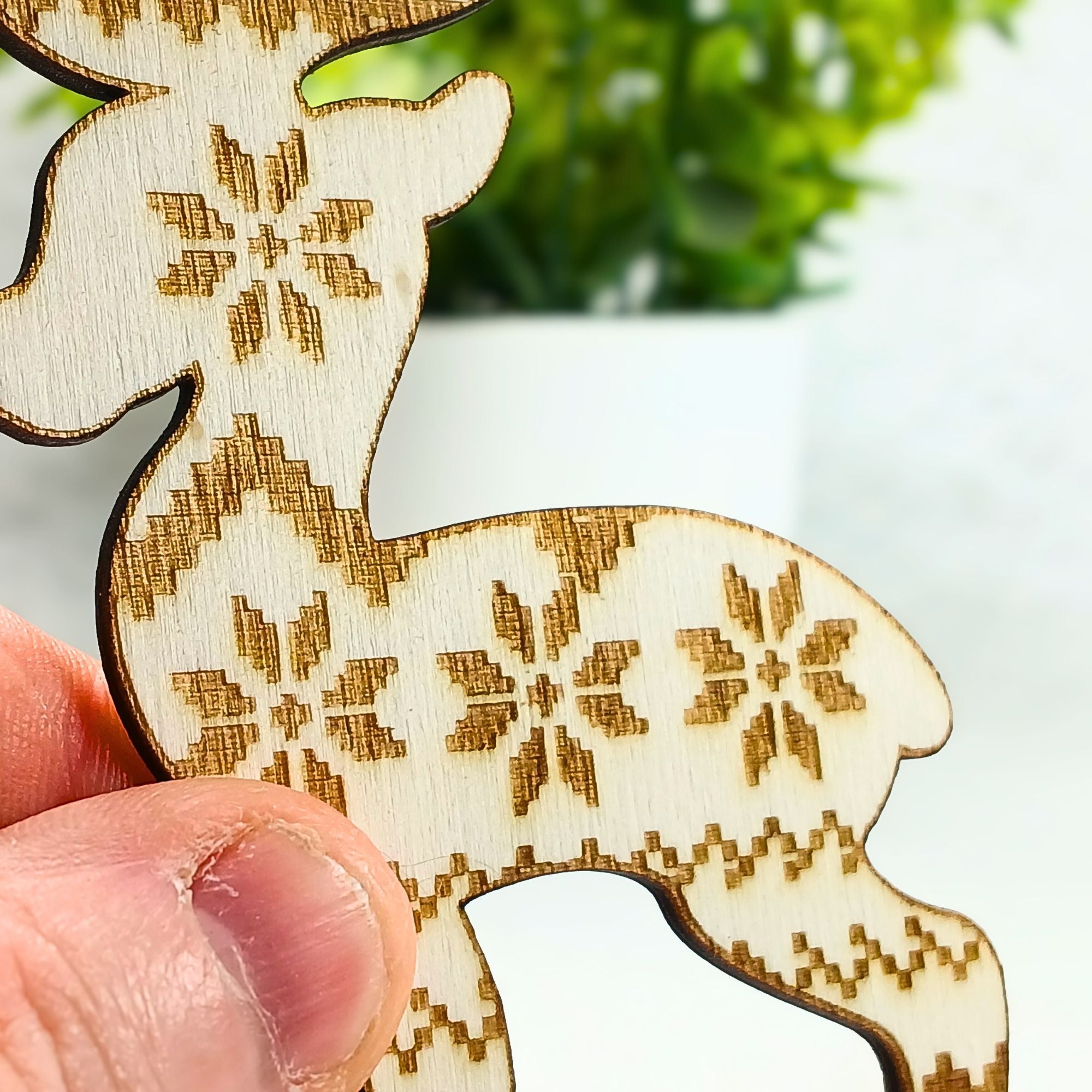 Décoration Noël Effet Tricot en Bois