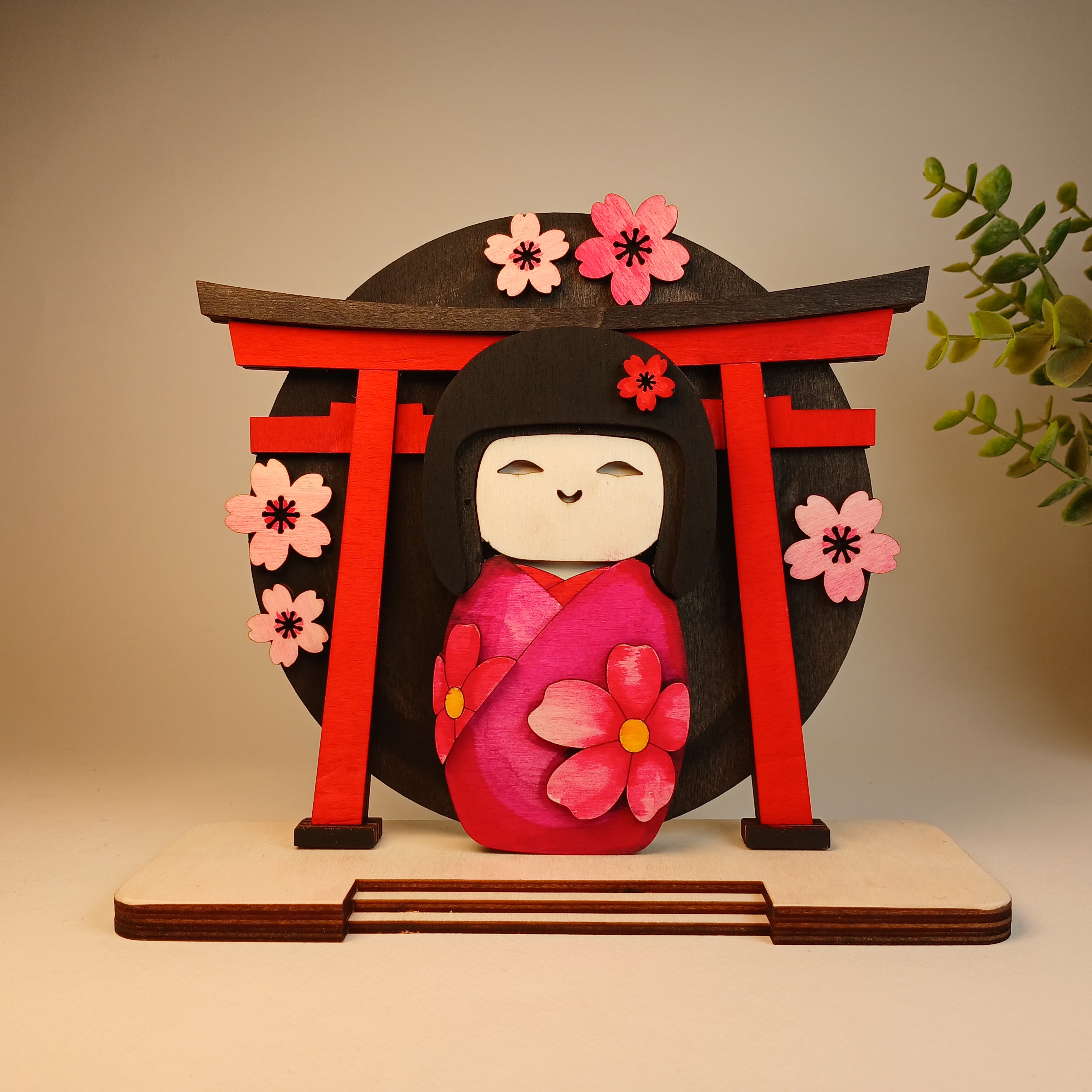 Kokeshi « Sakura » – Sculpture en Bois Artisanale