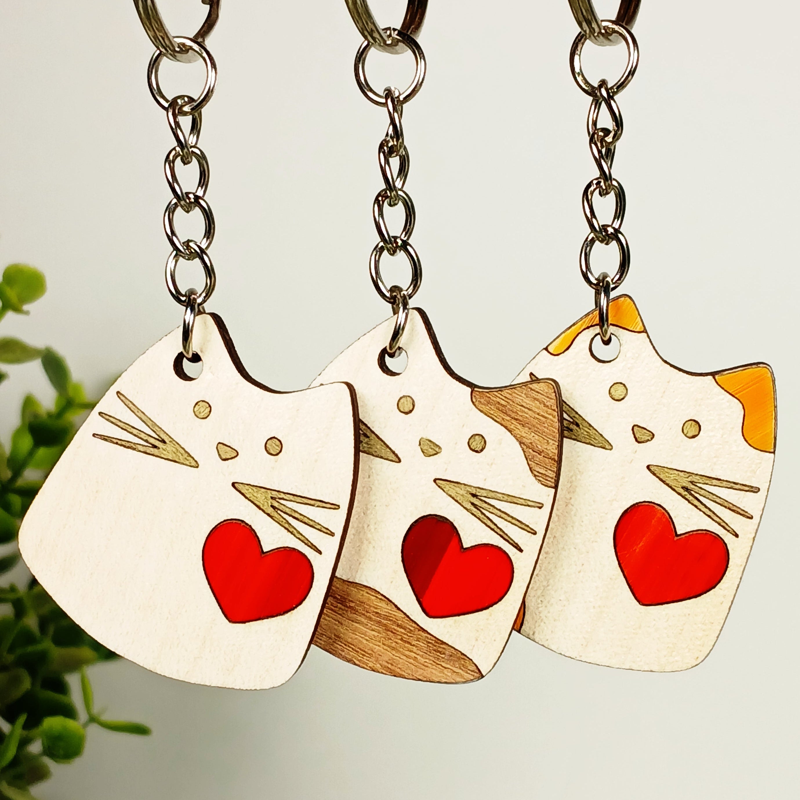 Porte-clé Chat personnalisé en bois