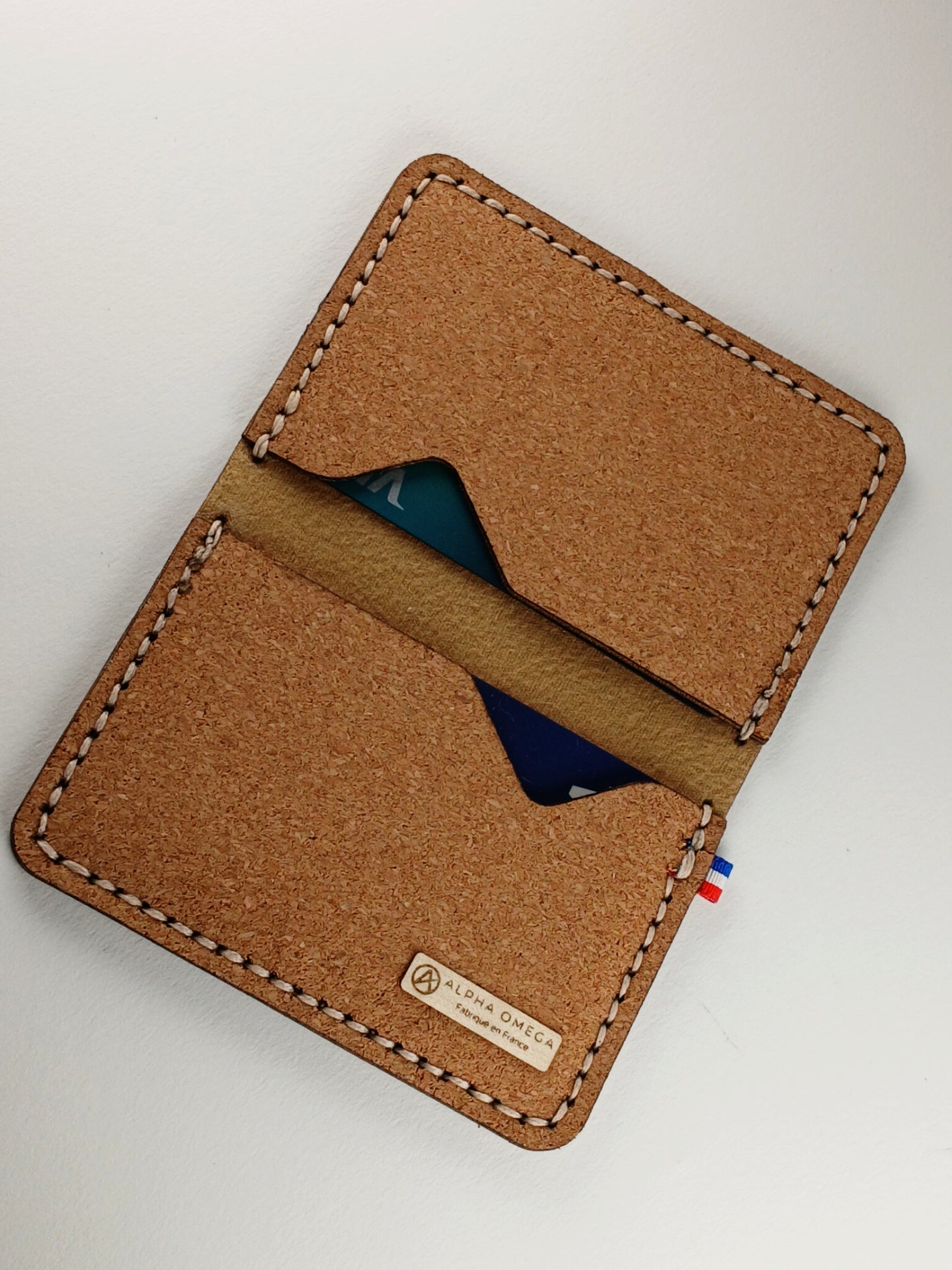 Porte-cartes NOMA – Liège naturel & simili cuir | Couture main