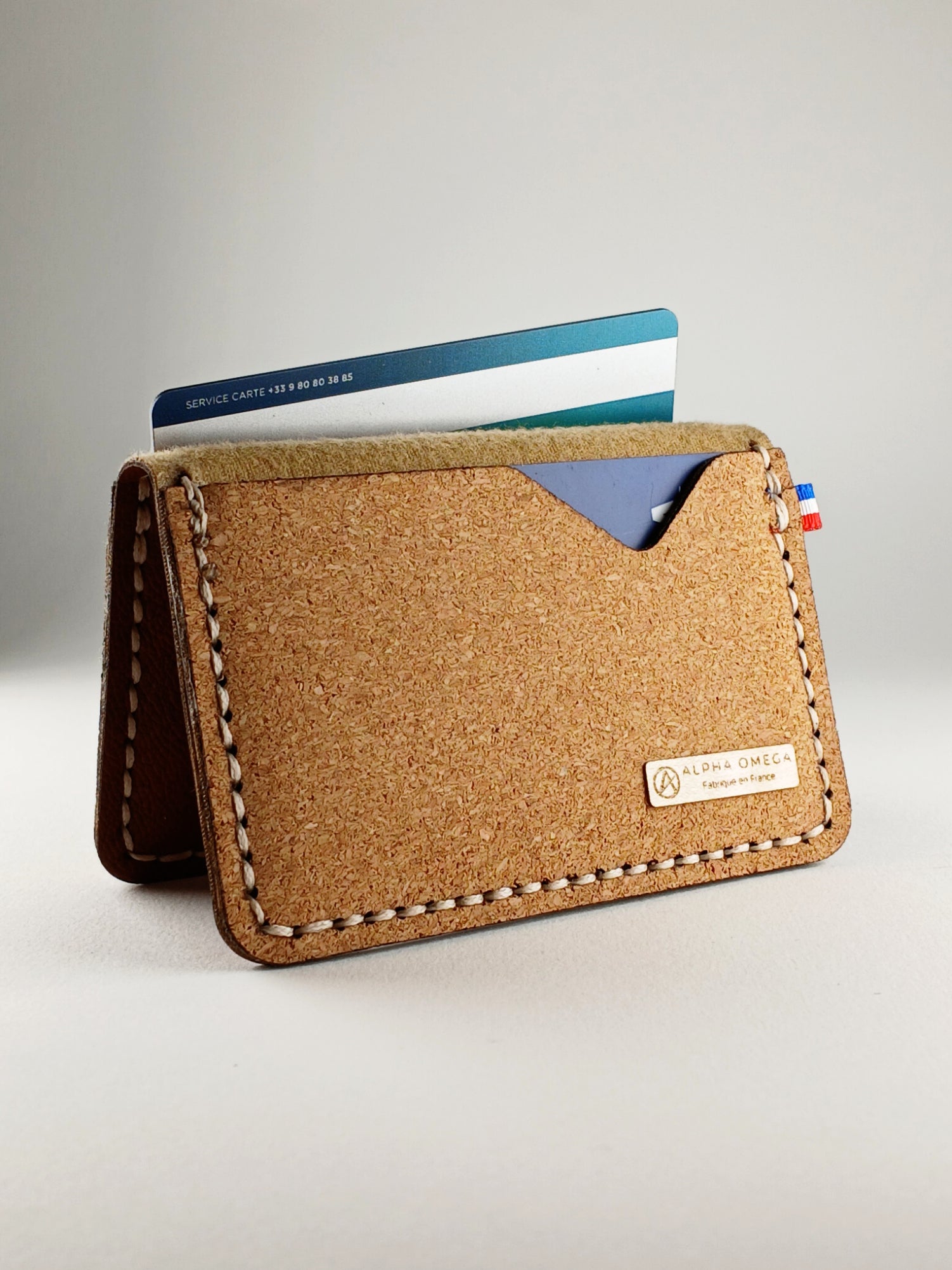 Porte-cartes NOMA – Liège naturel & simili cuir | Couture main