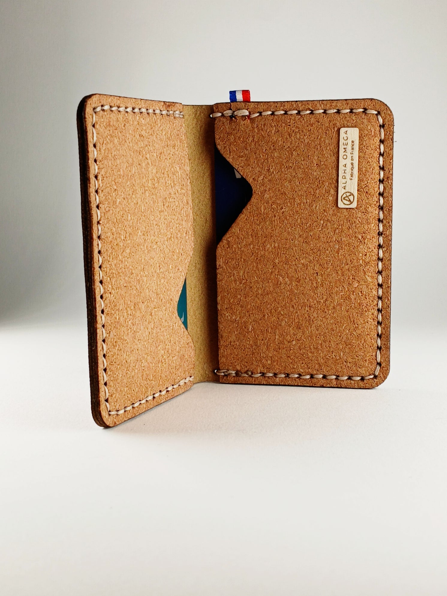 Porte-cartes NOMA – Liège naturel & simili cuir | Couture main