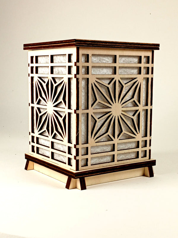 Lanterne Japonaise Kumiko en Bois – Photophore LED Décoratif Artisanat Français