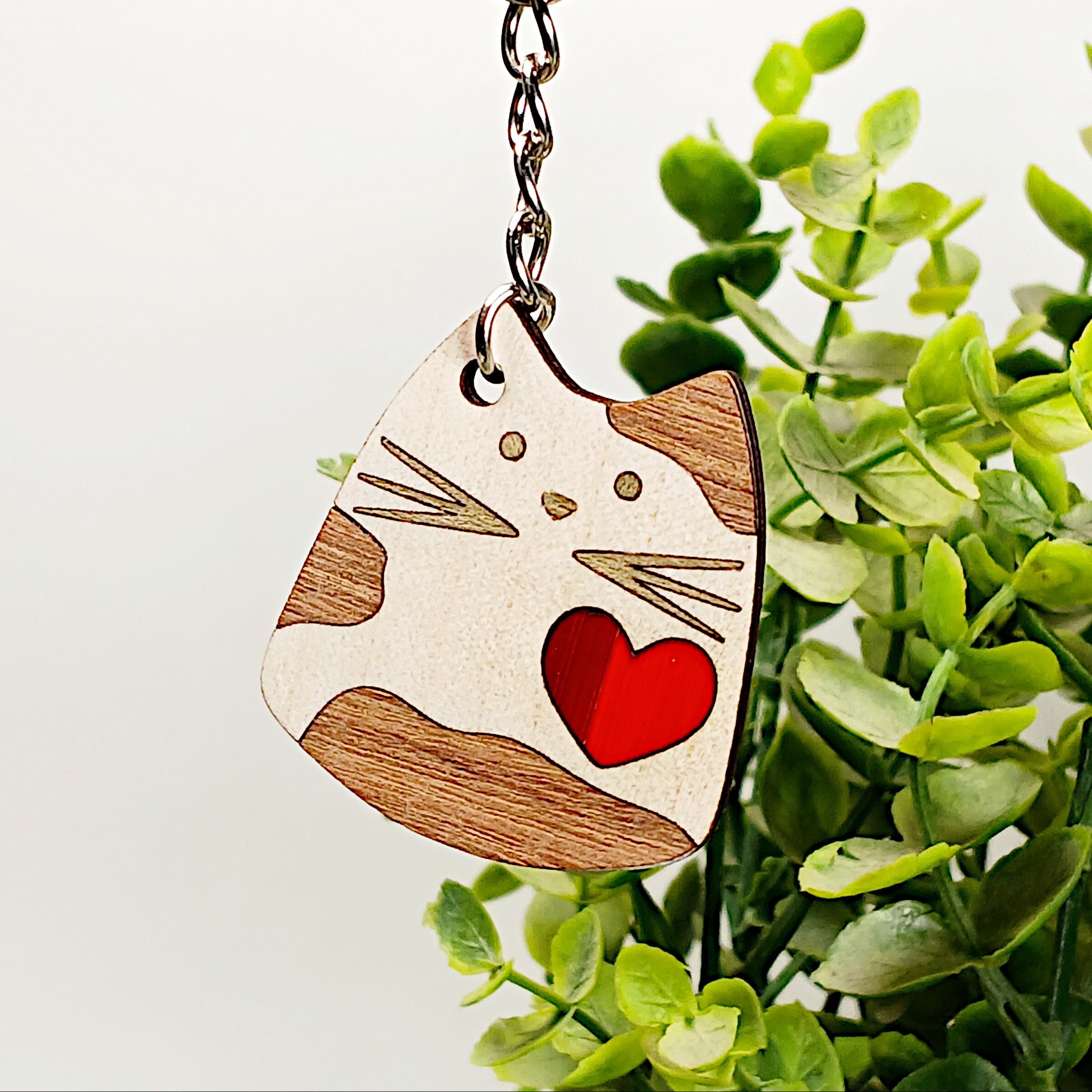 Porte-clé Chat personnalisé en bois