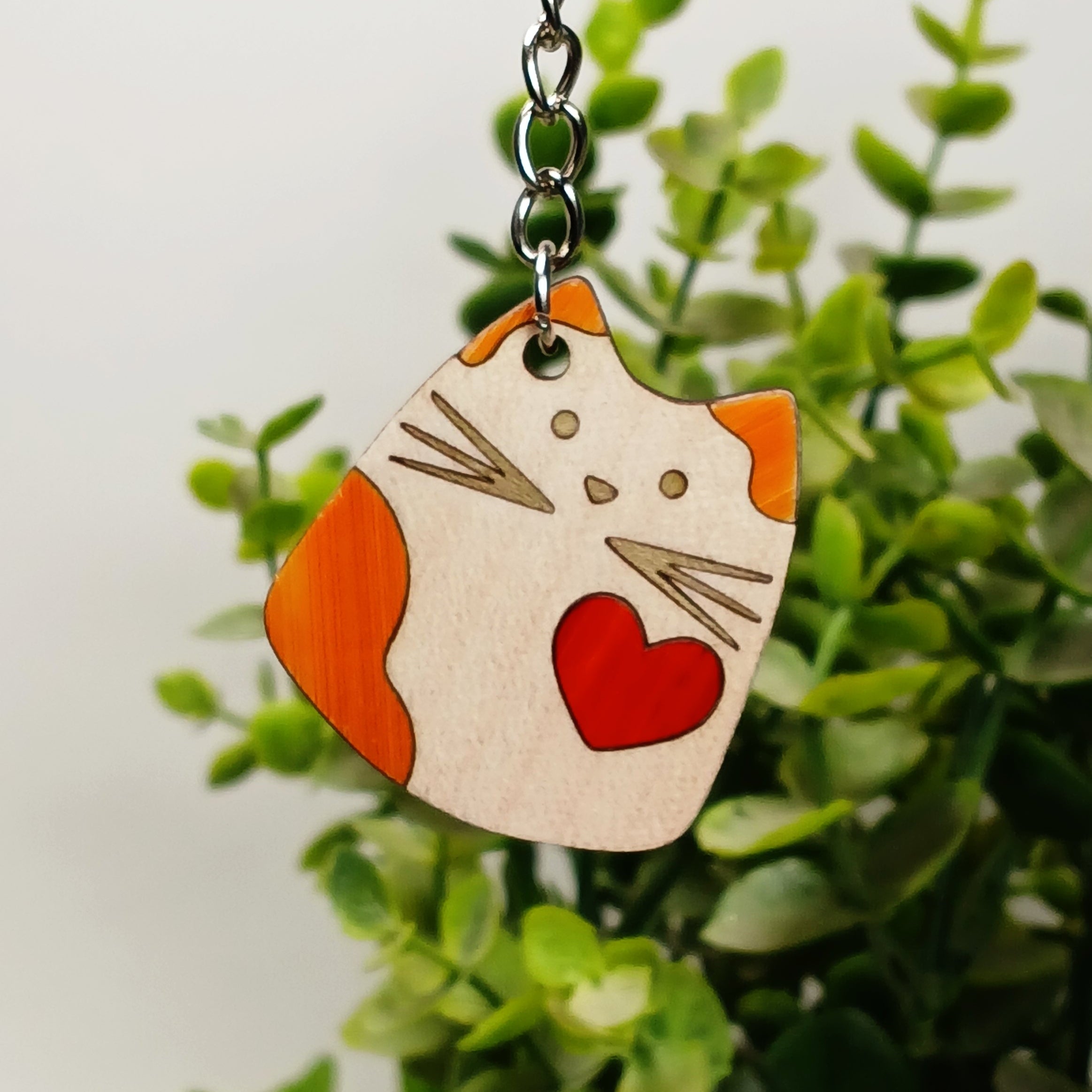 Porte-clé Chat personnalisé en bois