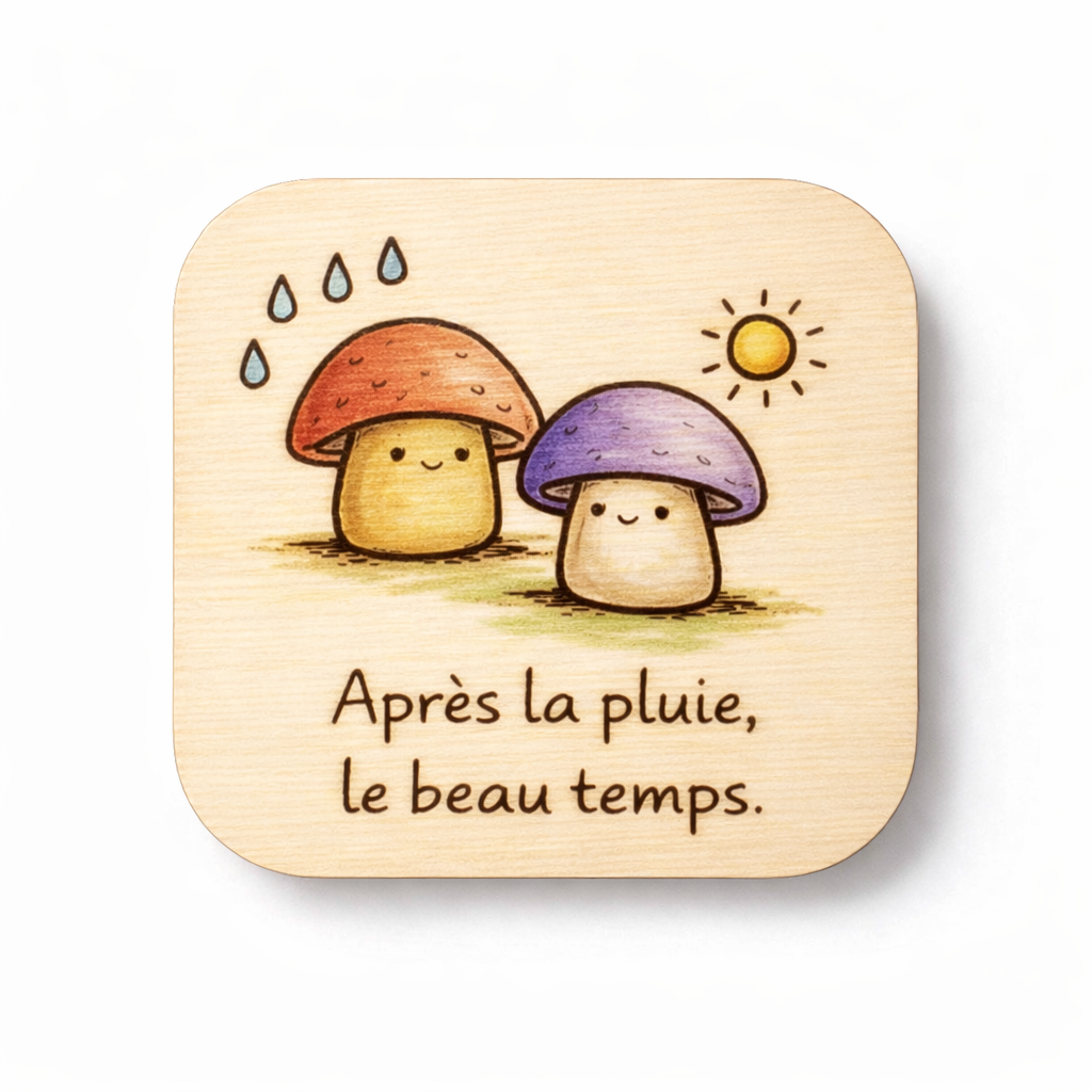 Magnets en bois Champignons Bienveillants