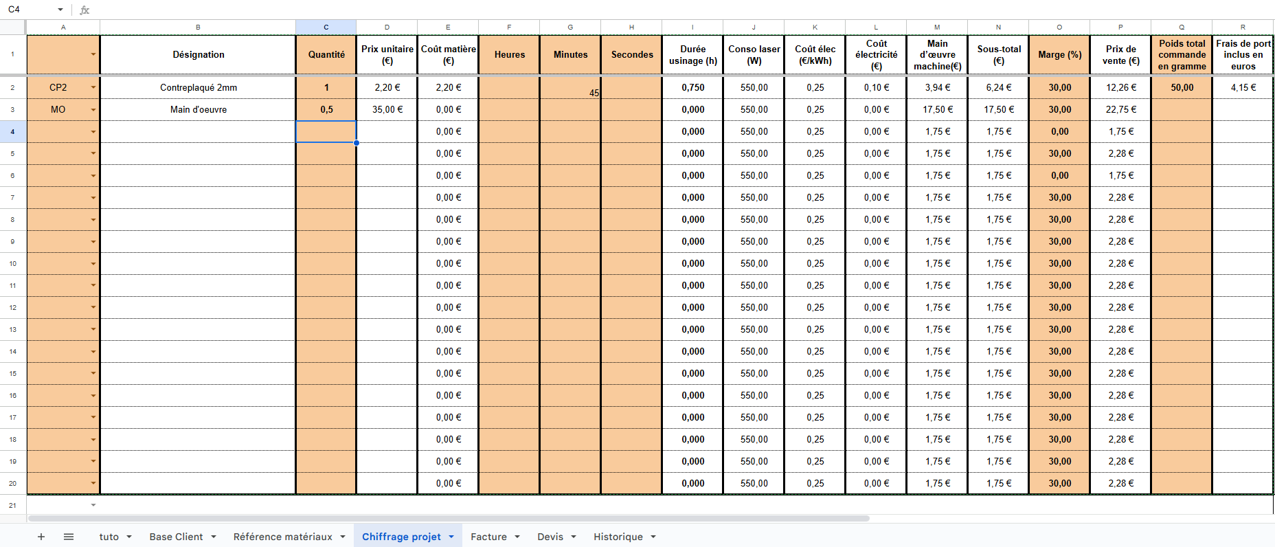 Pack Gestion Alpha Omega Laser – Fichier Excel & Google Sheets
