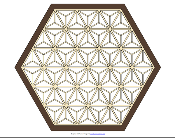 25 motifs hexagonaux Kumiko | 50 fichiers de découpe laser (SVG et DXF) | LightBurn, xTool et CNC