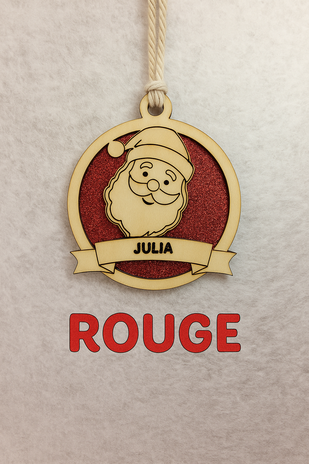 Boules de Noël personnalisées en bois pailleté