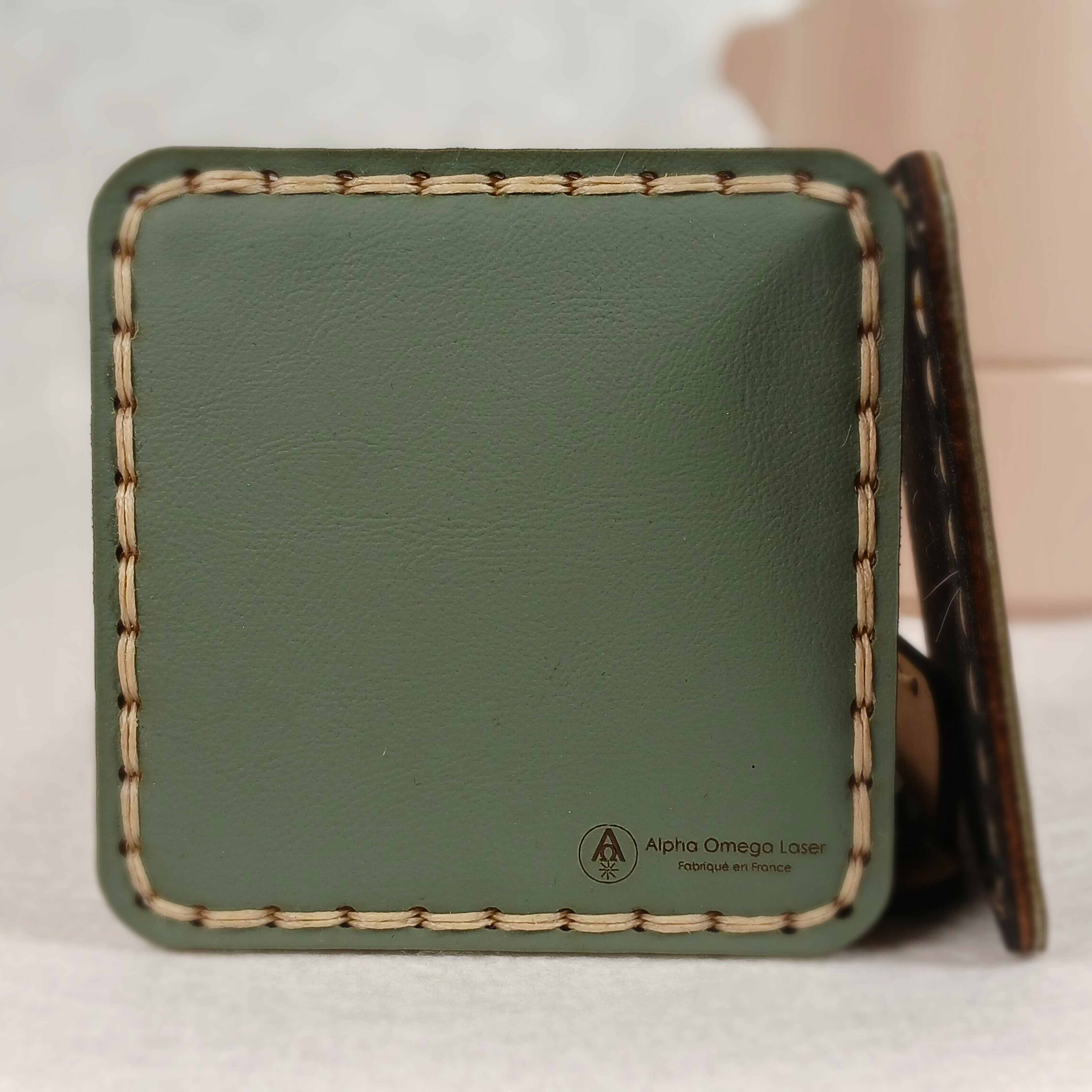 Set artisanal de 4 dessous de verre avec support