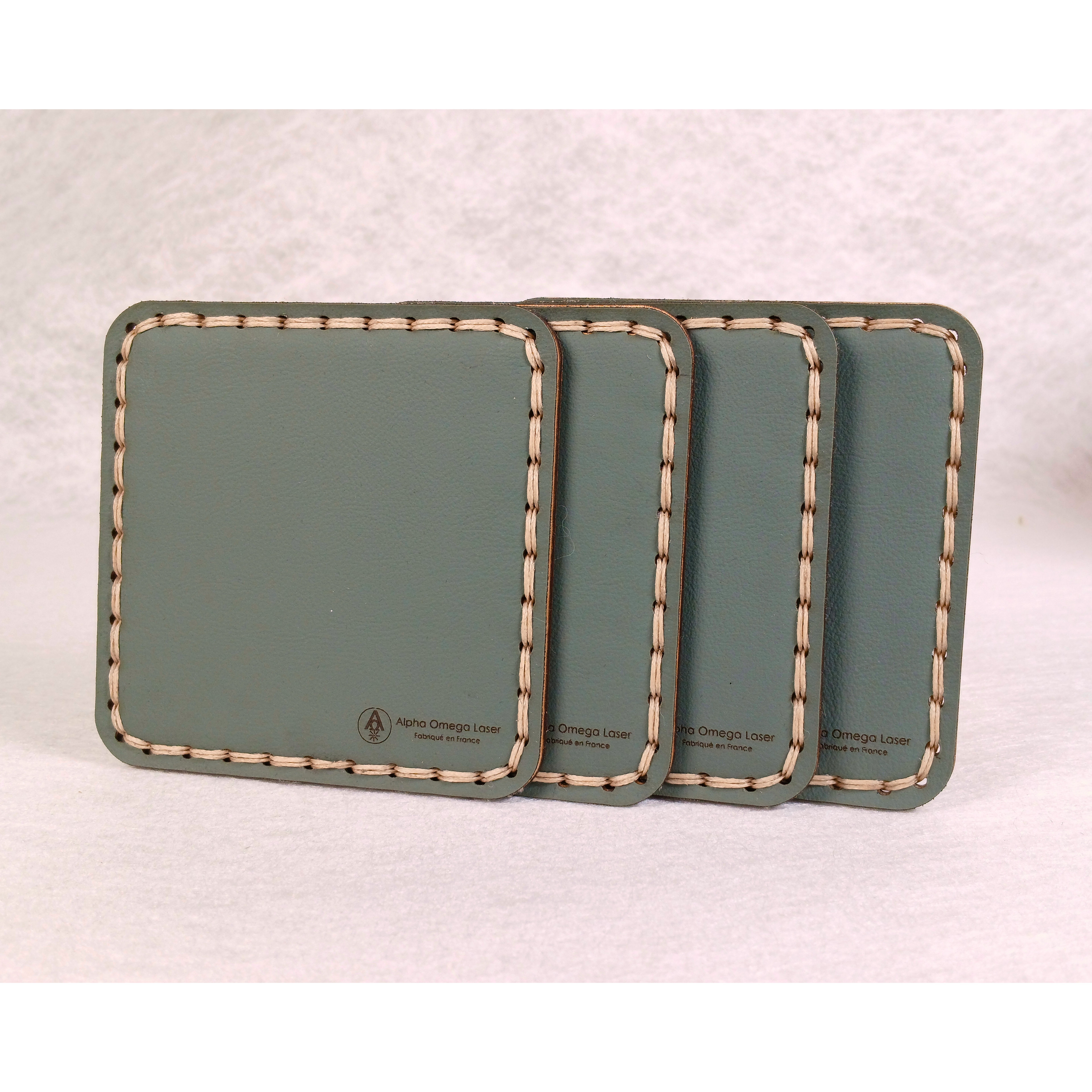 Set artisanal de 4 dessous de verre avec support