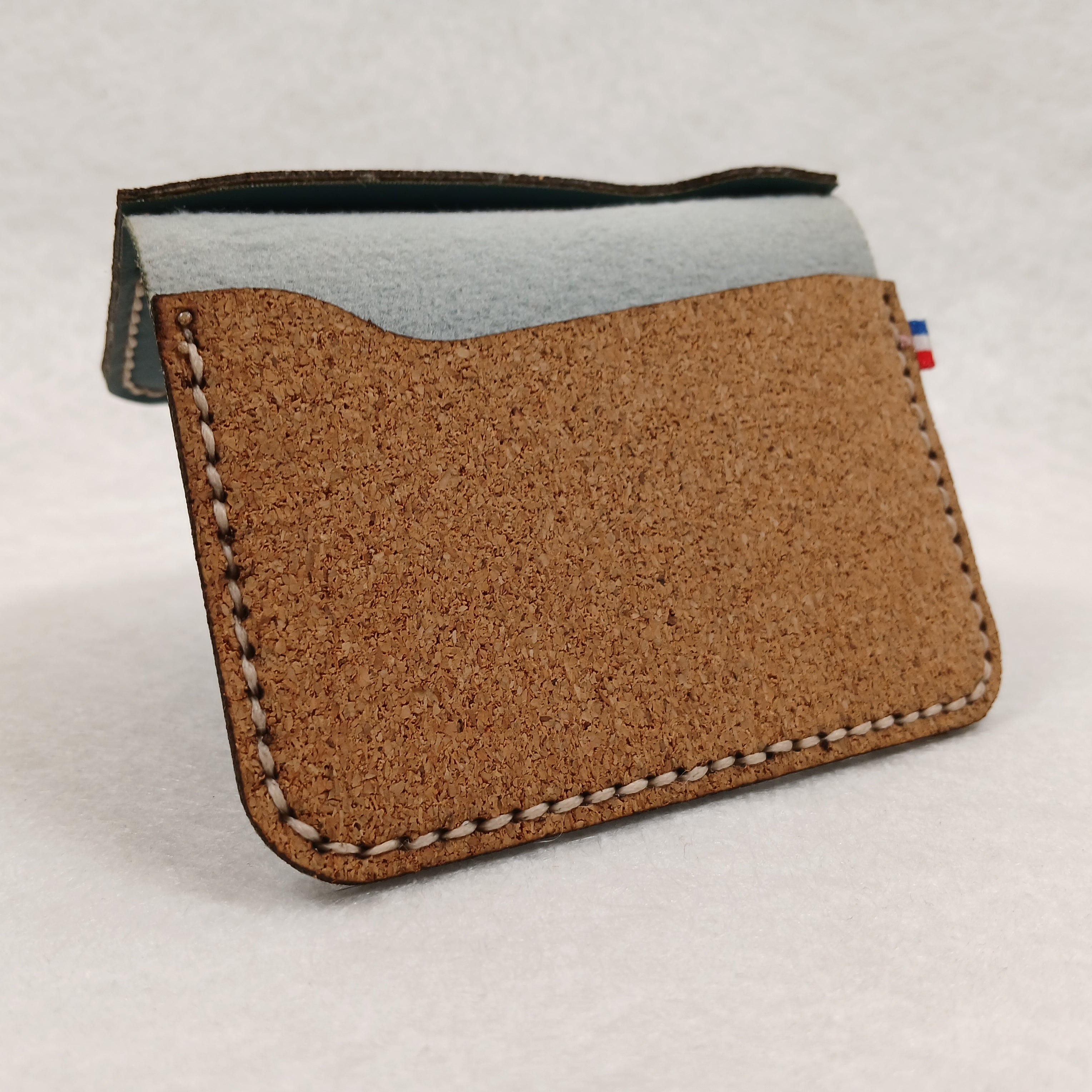 Porte-cartes artisanal en simili cuir & liège